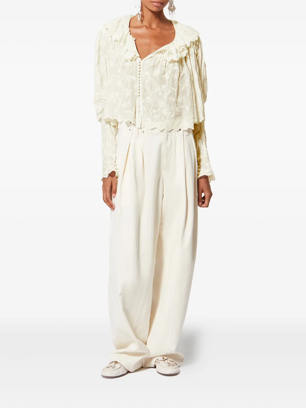 ISABEL MARANT Zelly ラッフル エンブロイダリーブラウス
