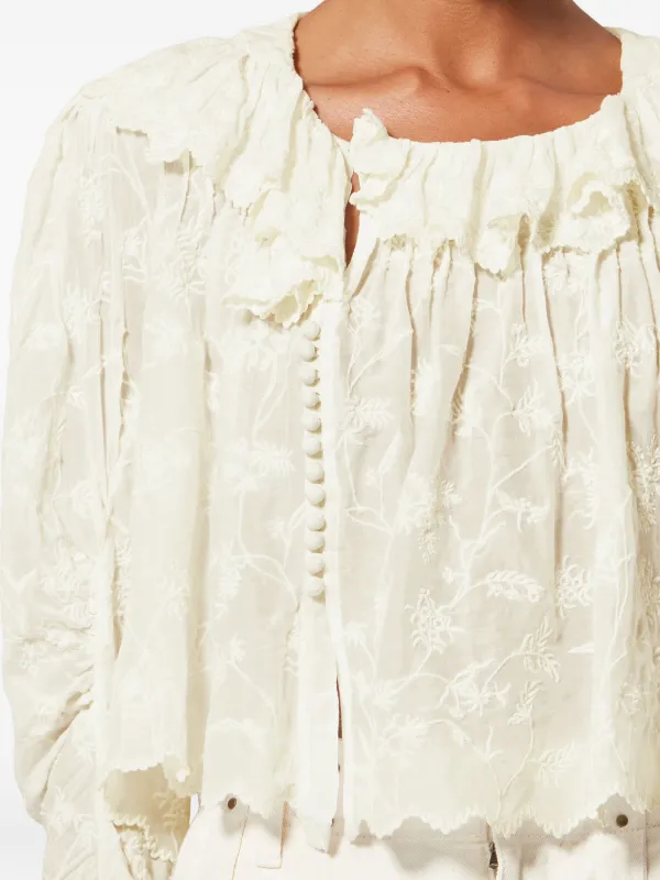 ISABEL MARANT Zelly ラッフル エンブロイダリーブラウス