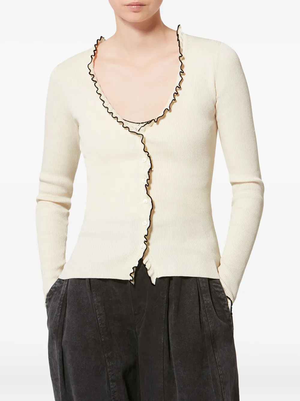 X Izae Ruffled Trim Cardigan