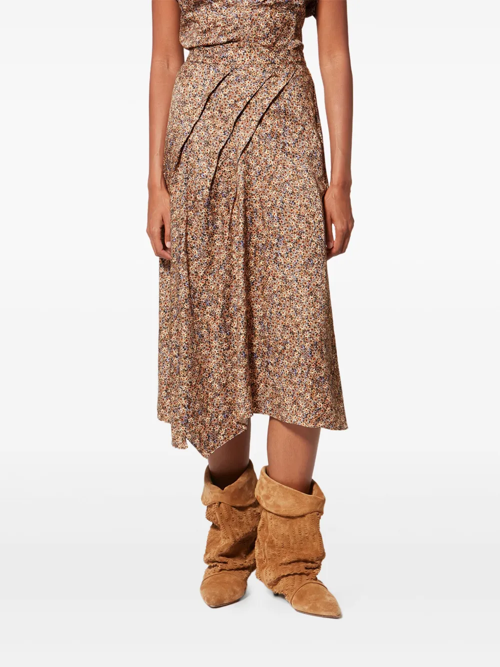 Isabel Marant Draped Caciamain Midi Skirt In Brown