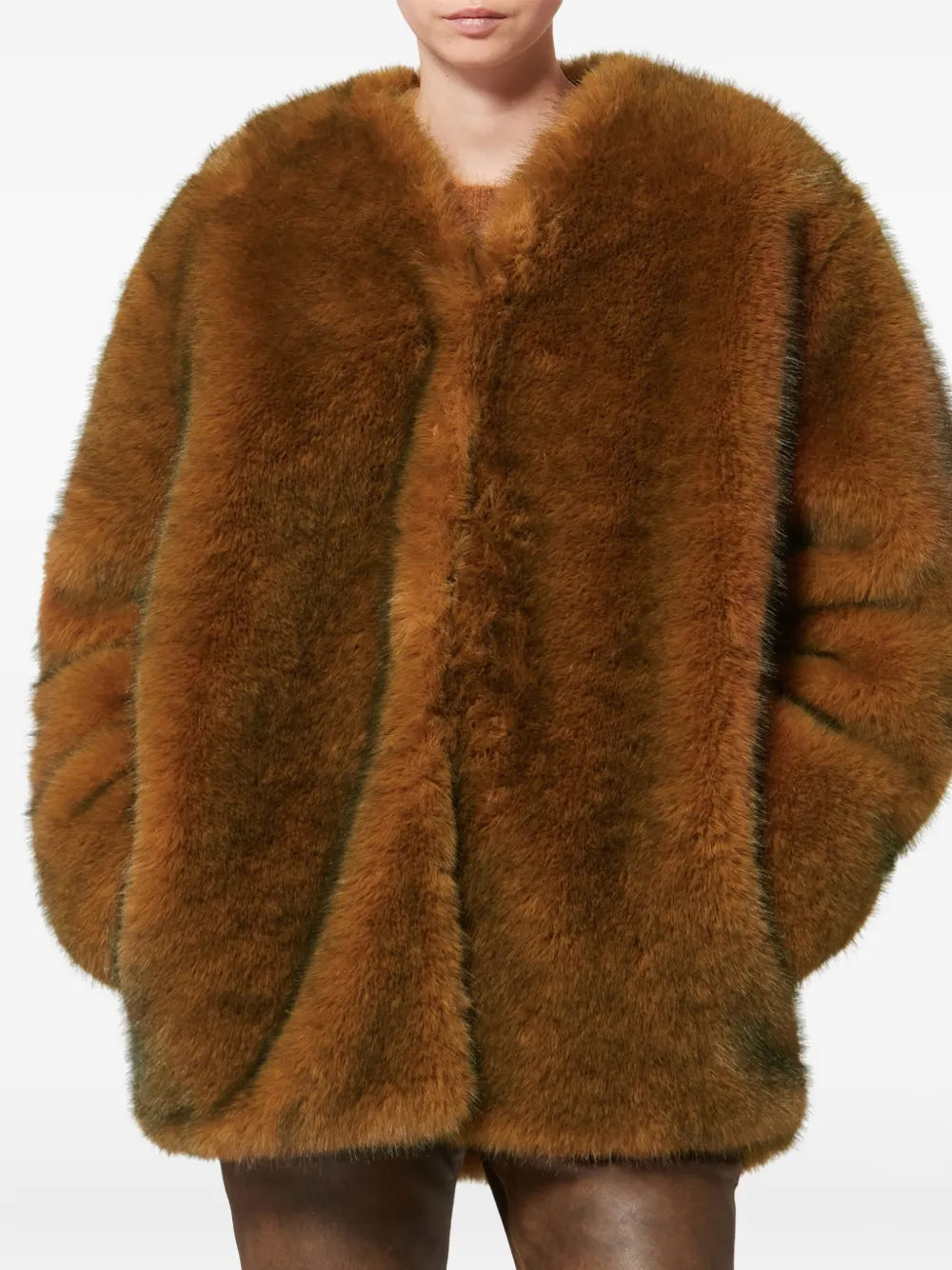 Isabel Marant Aglae Collarless Coat In Brown