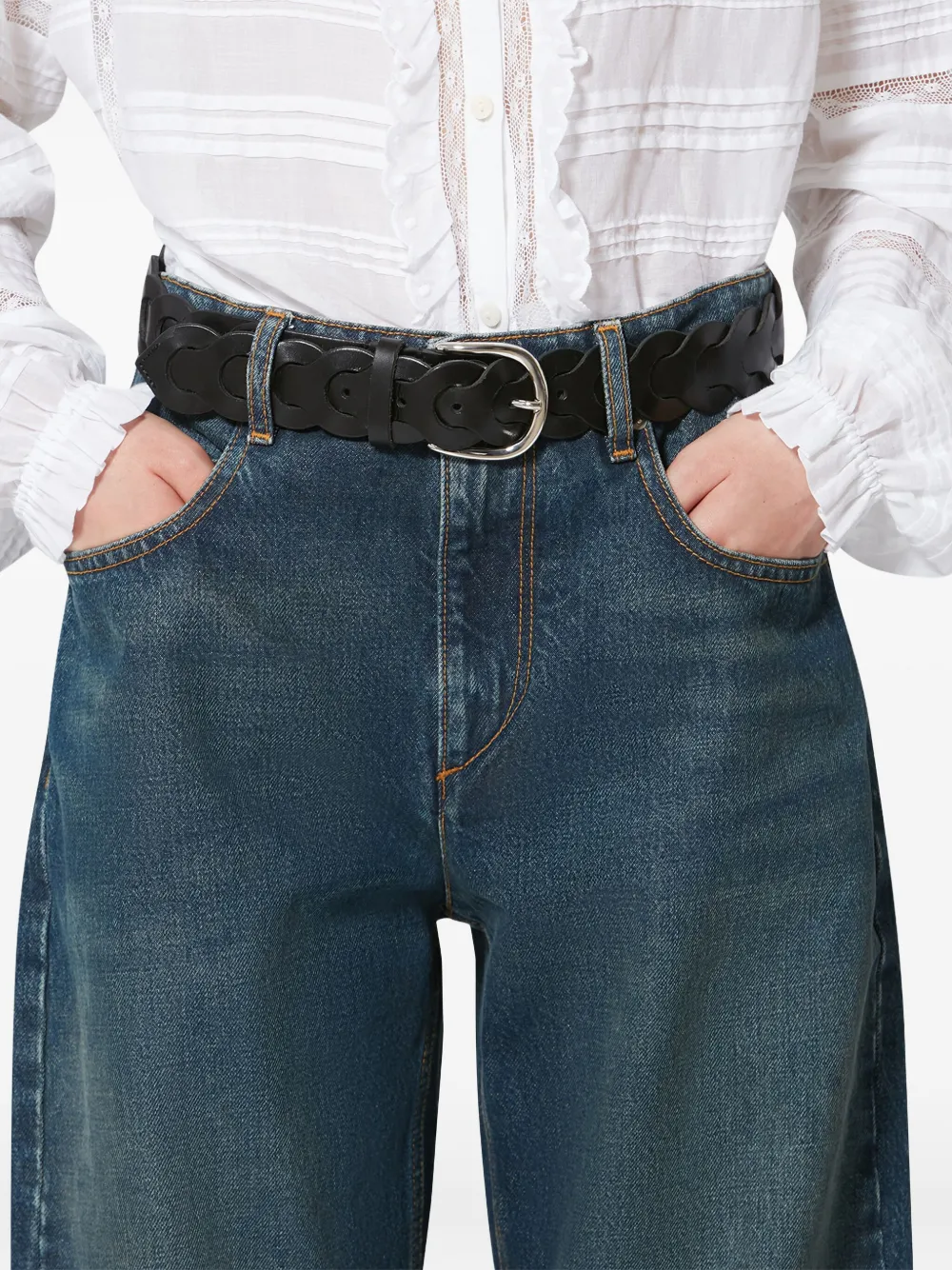 ISABEL MARANT Edena leren riem Blauw