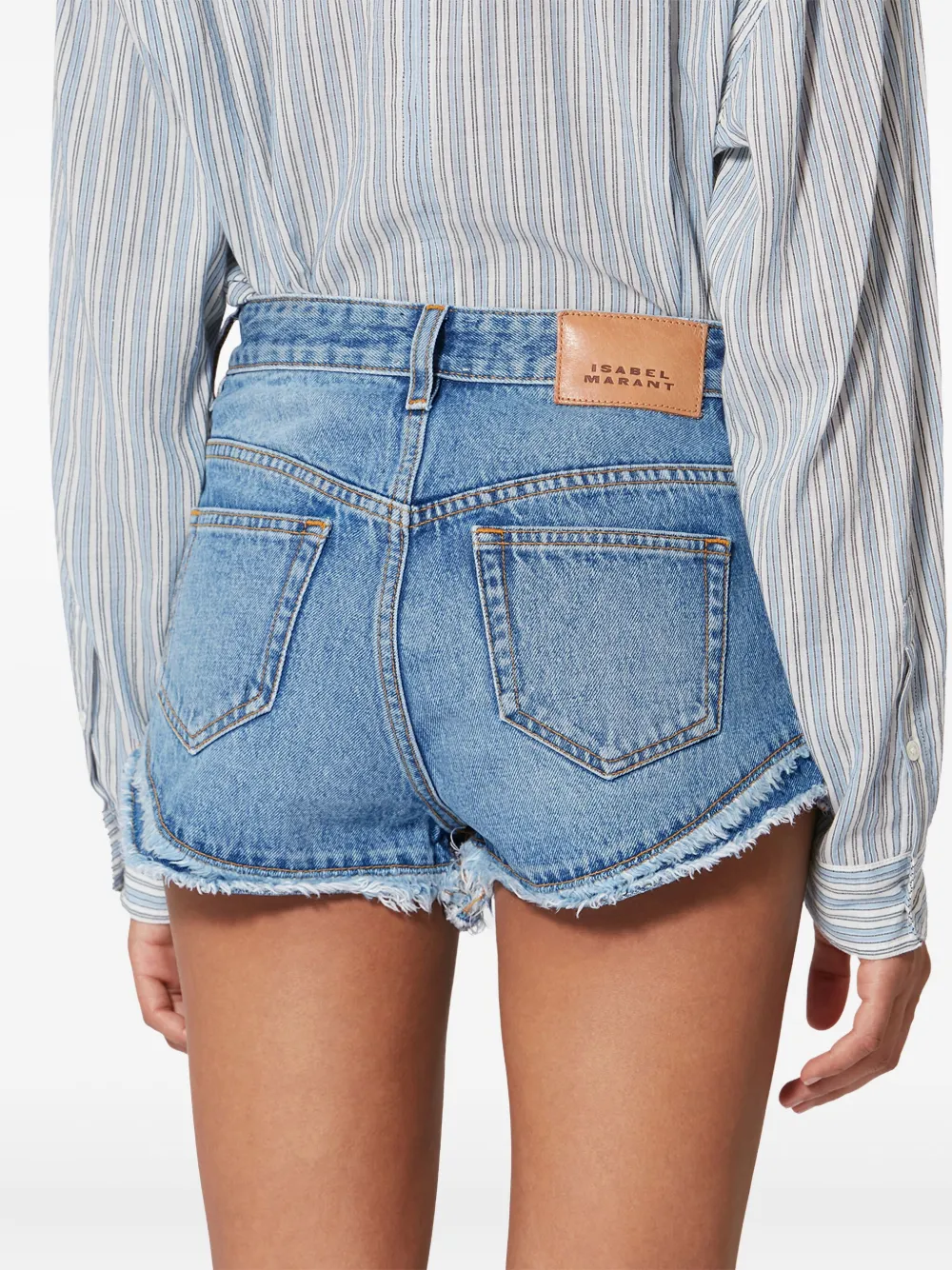Isabel Marant Eneidala Frayed Shorts In Blue