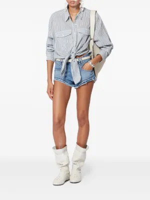 Short Jeans Isabel Marant Imprimé Floral Et Broderie Anglaise - Taille UK 10 (équivalent FR 38) - Coton Multicolore - Occasion Très Bon état