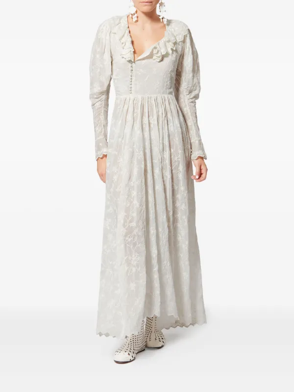 isabel marant silk ruffle dress Silk mid-length dress