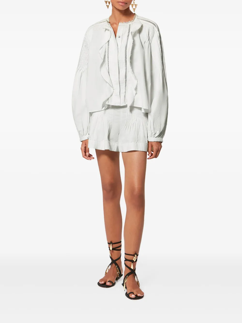 ISABEL MARANT Cubraly blouse met ruches en kant - Wit