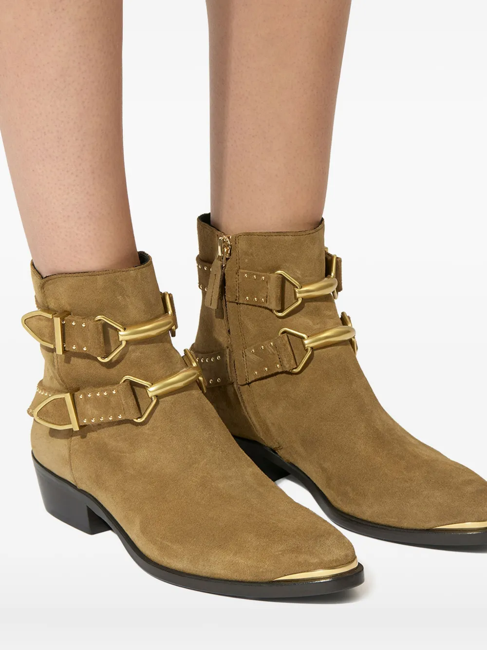 ISABEL MARANT Zalya laarzen met gesp en studs Bruin