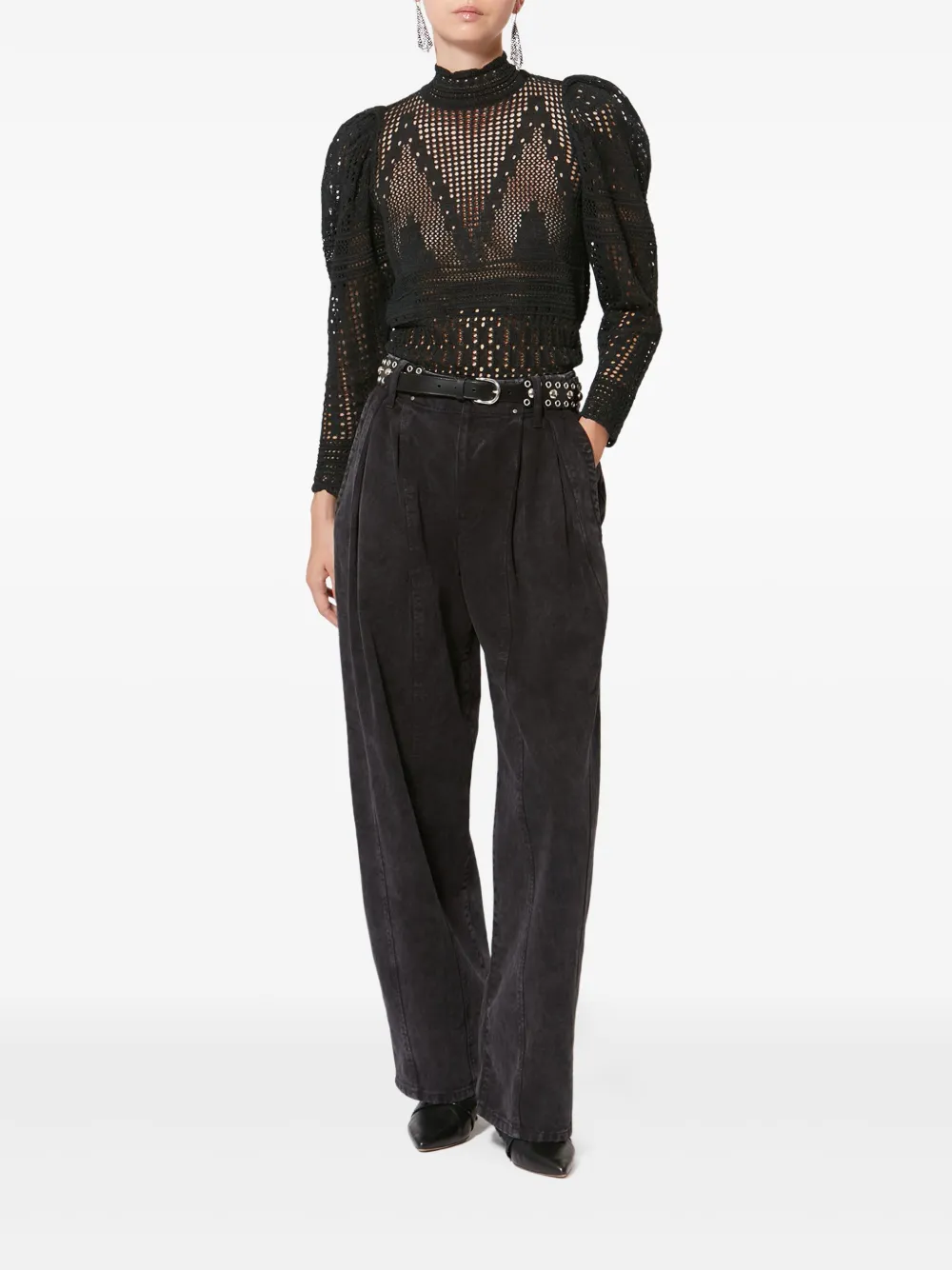 ISABEL MARANT x Ireme straight broek met studs - Zwart