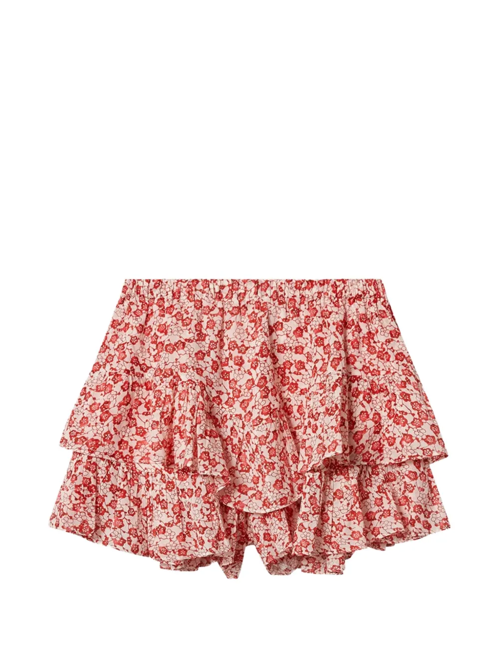 MARANT ÉTOILE JOCADIA ruffled floral-print mini shorts - Rosso