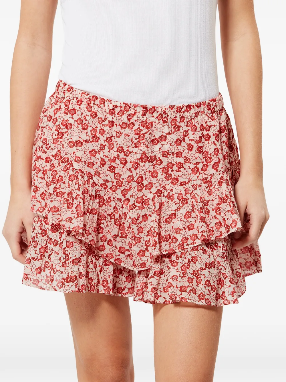  Marant étoile Jocadia Ruffled Floral-print Mini Shorts - Red 