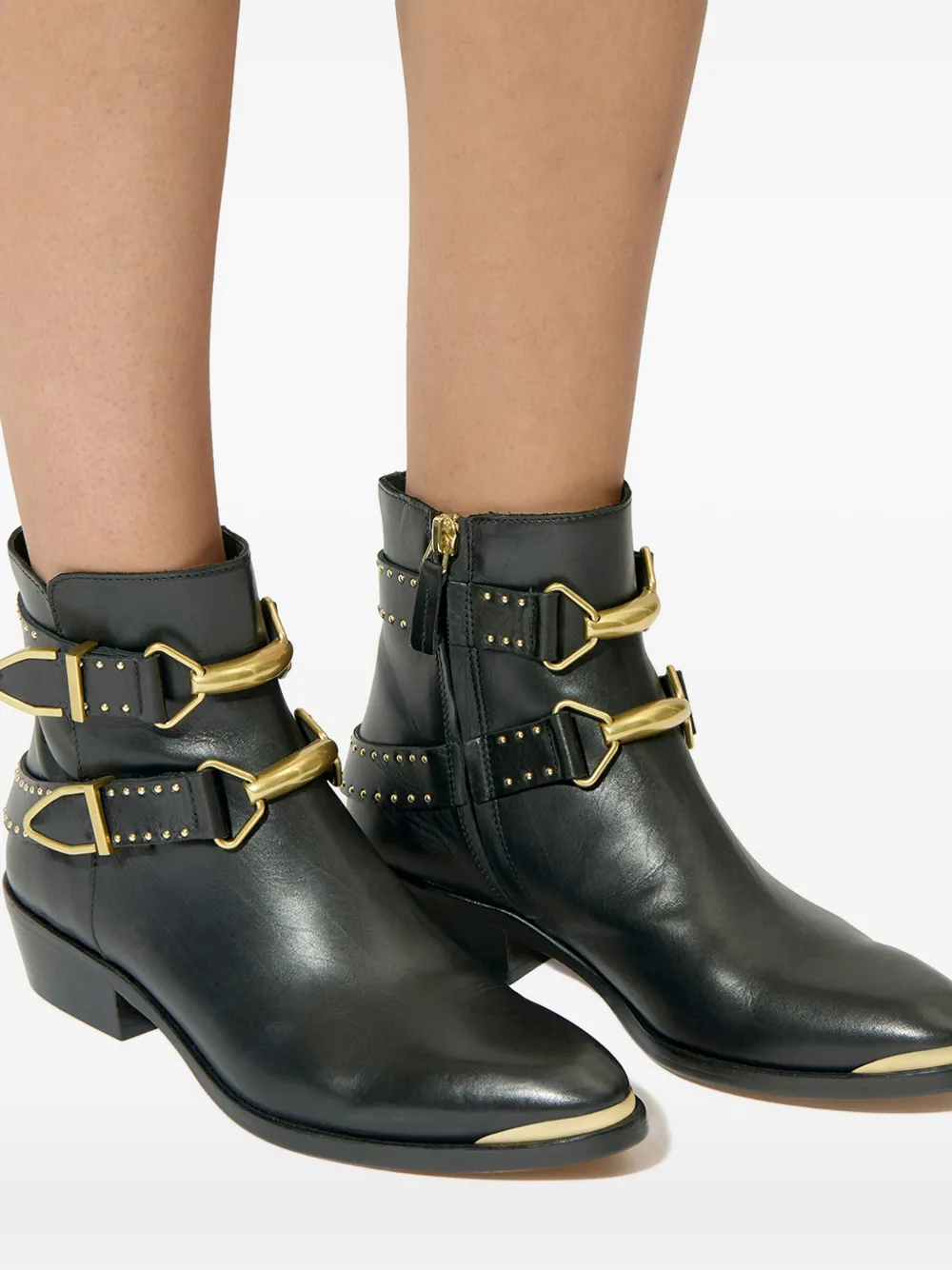 ISABEL MARANT 35 mm Zalya laarzen met gesp en studs Zwart