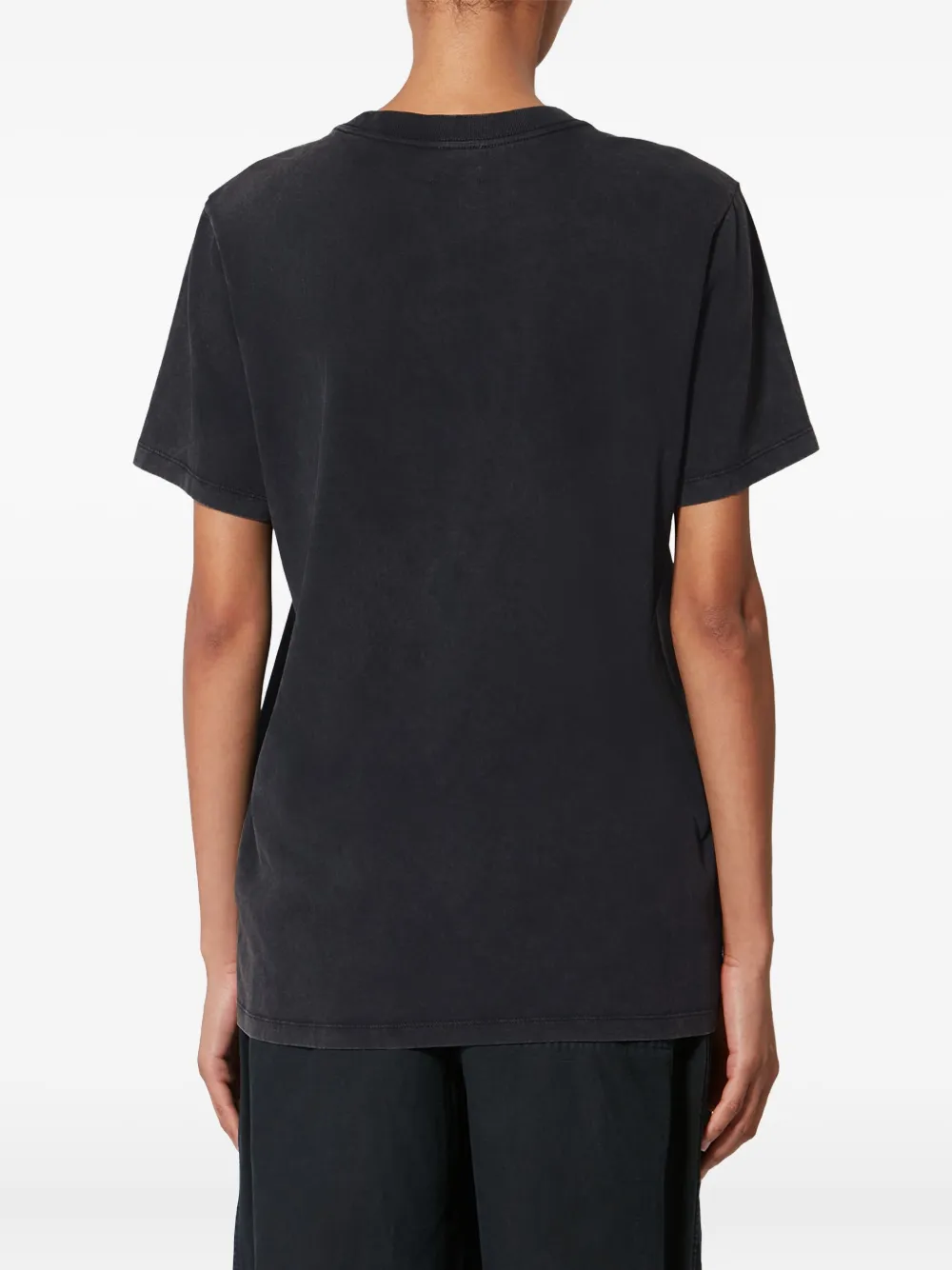 Isabel Marant Étoile Crew Neck Graphic Print Short Sleeve Top In Black