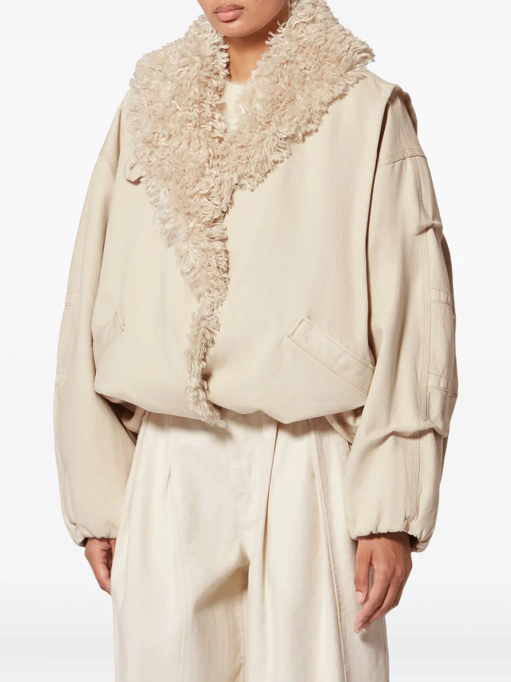 Isabel Marant Charone Fur-trim Jacket In Neutral