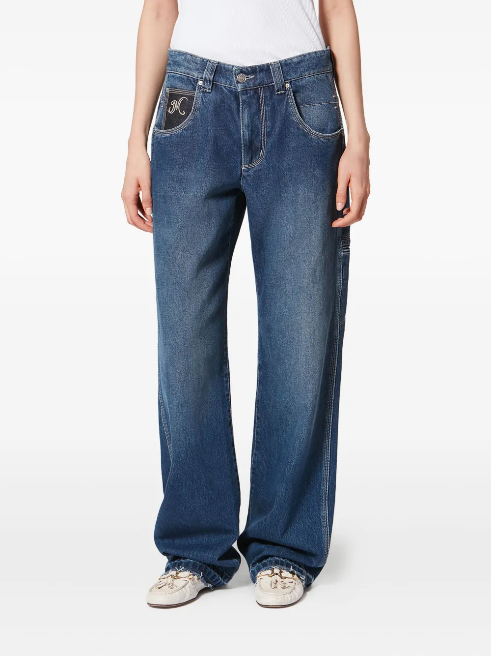  Isabel Marant Jeyda Embroidered Straight Jeans - Blue 