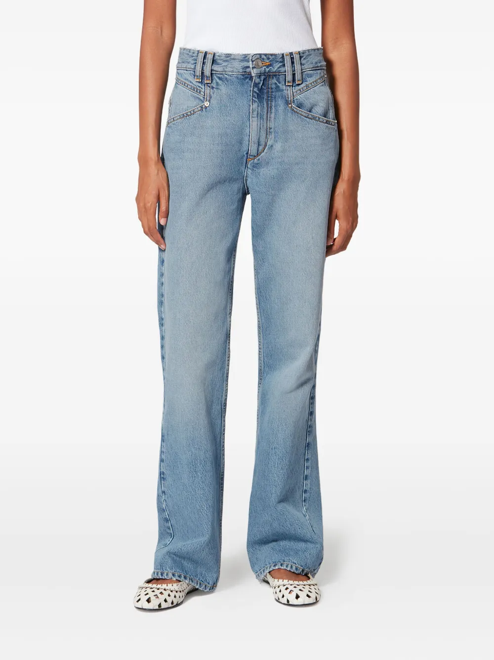 Isabel Marant Belvia Pocket Flared Jeans In Blue