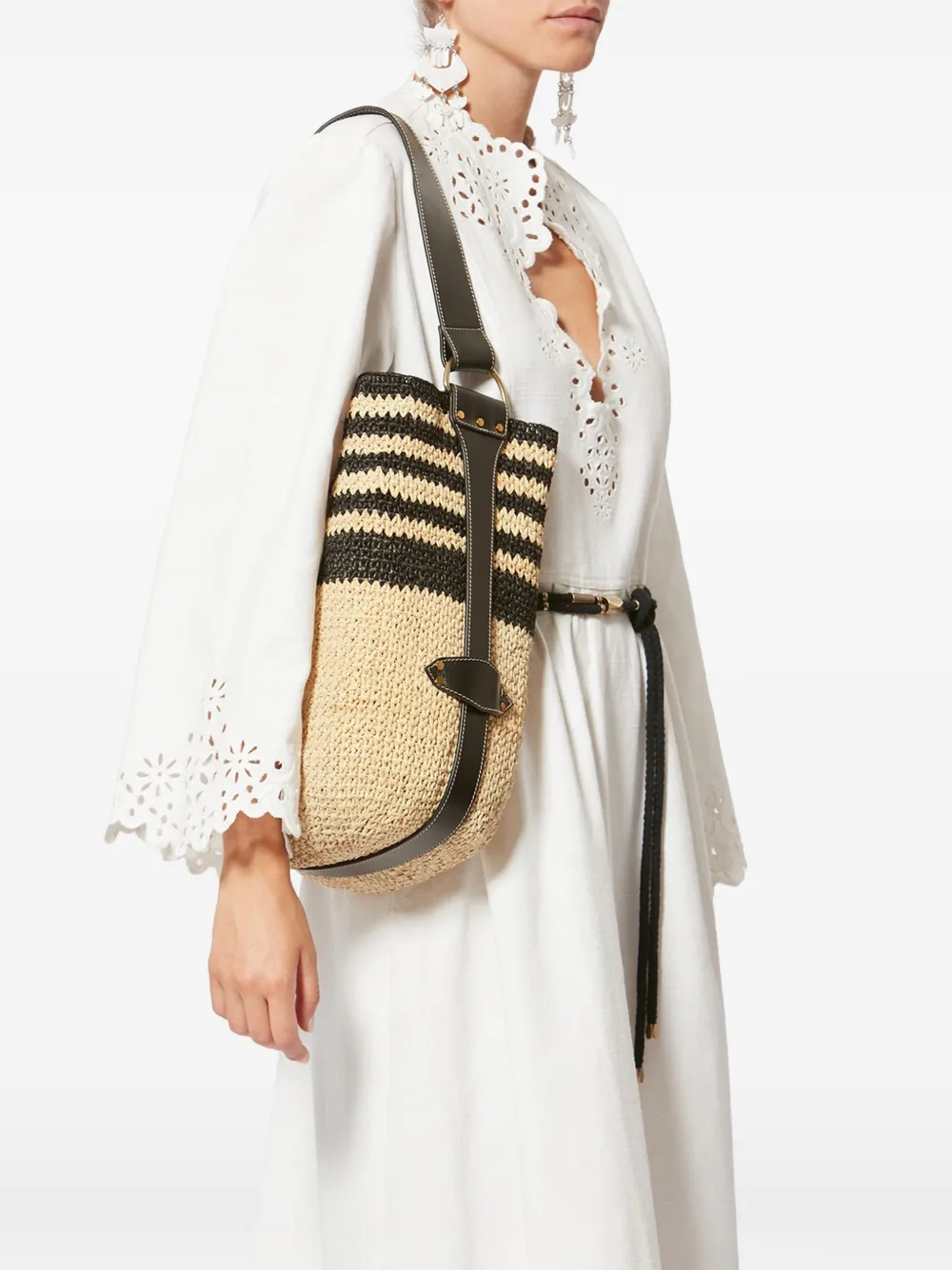  Isabel Marant Bayia Raffia Shoulder Bag - Neutrals 