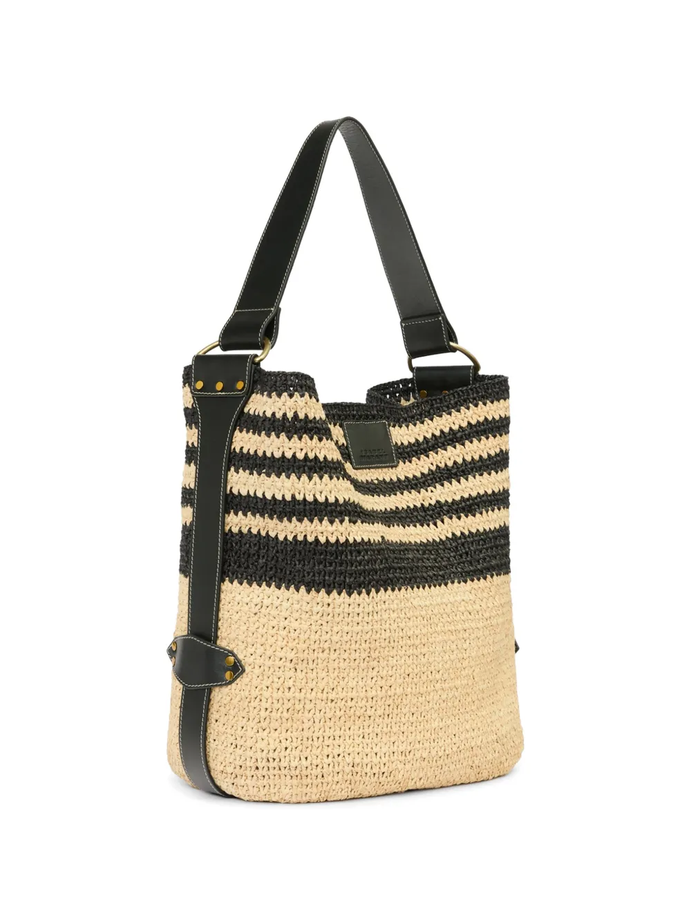 ISABEL MARANT Bayia raffia schoudertas Beige