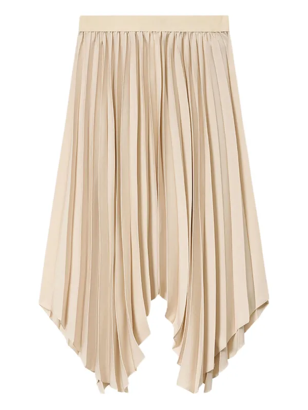 Isabel Marant Felixa Long Pleated Flowing Crepe Skirt in Neutrals