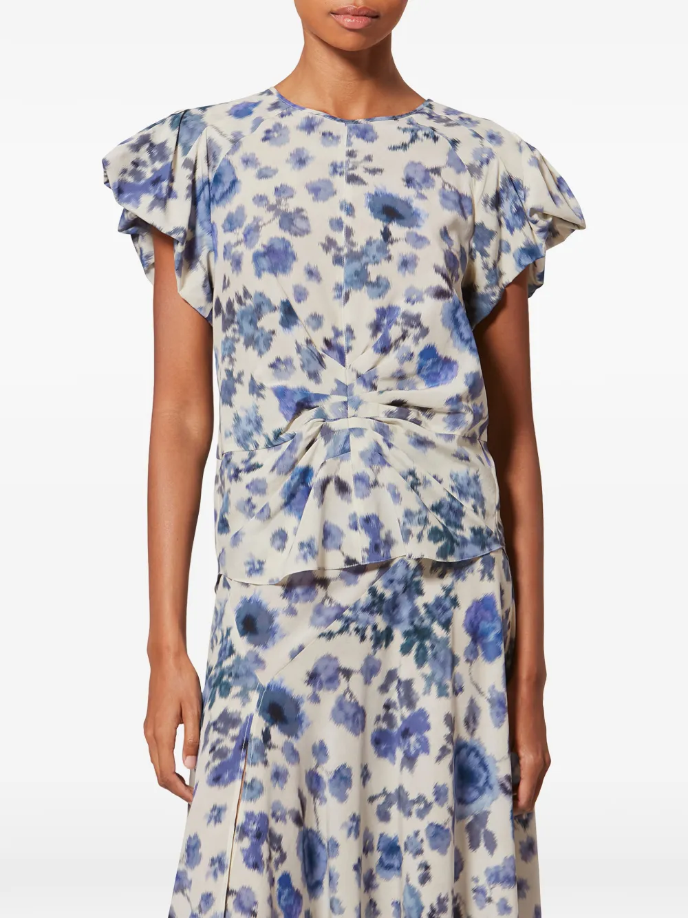  Isabel Marant Tullya Knotted Floral Top - Neutrals 