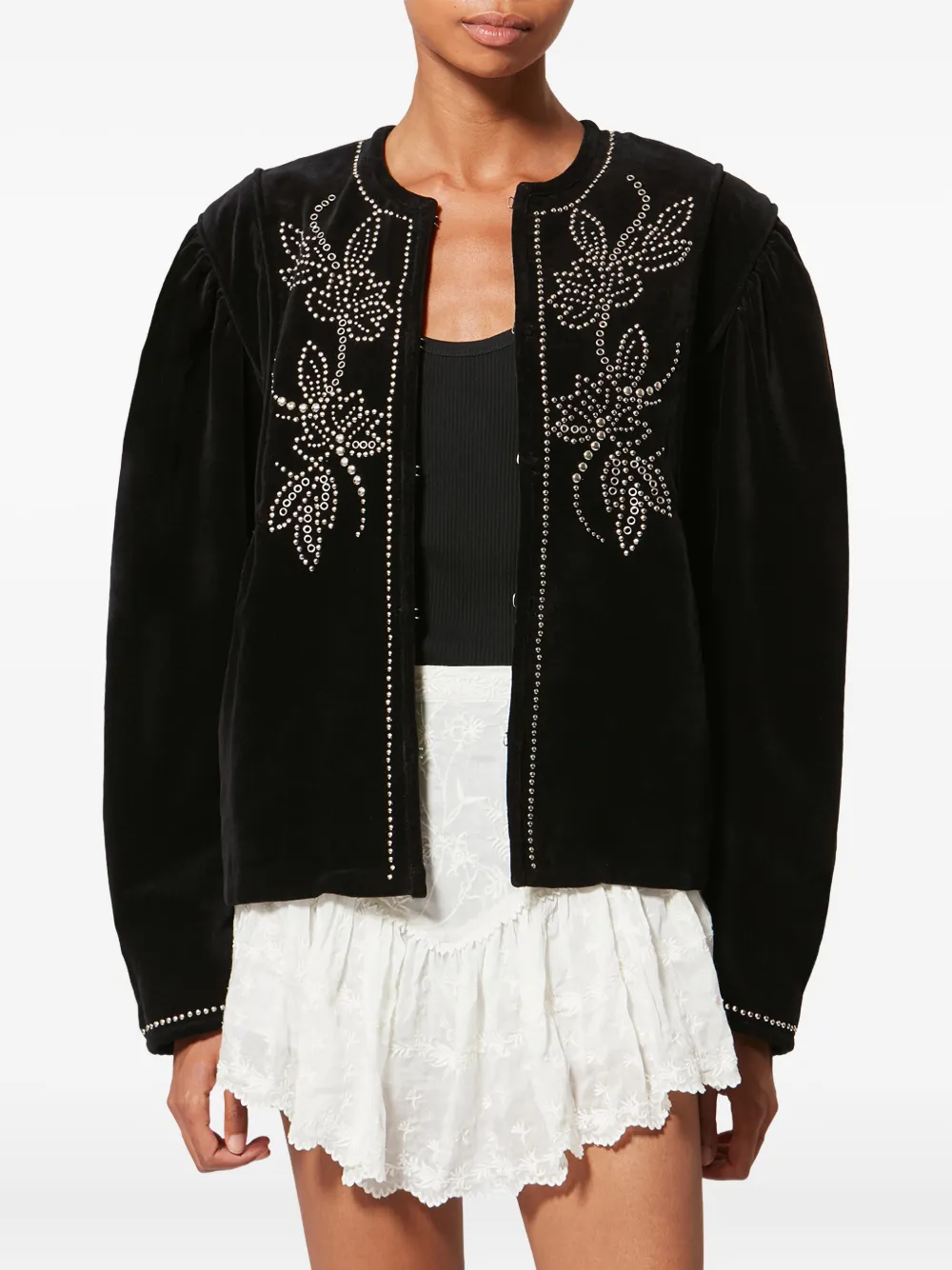 Isabel Marant Pietra Stud-embellished Velvet Jacket In Black