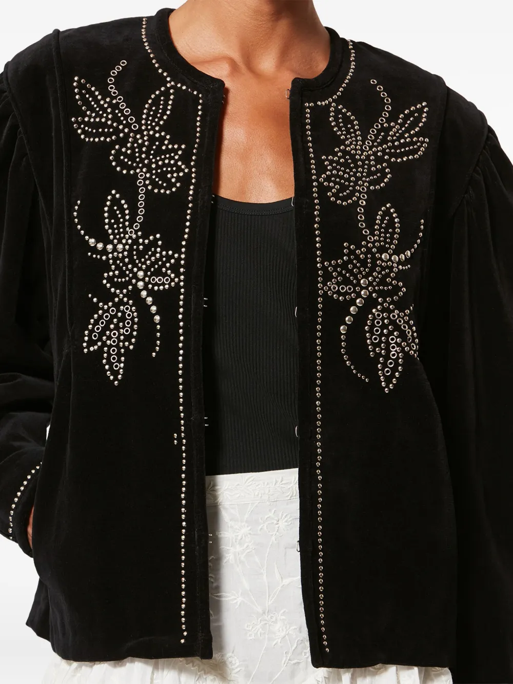 Isabel Marant Pietra Stud-embellished Velvet Jacket In Black