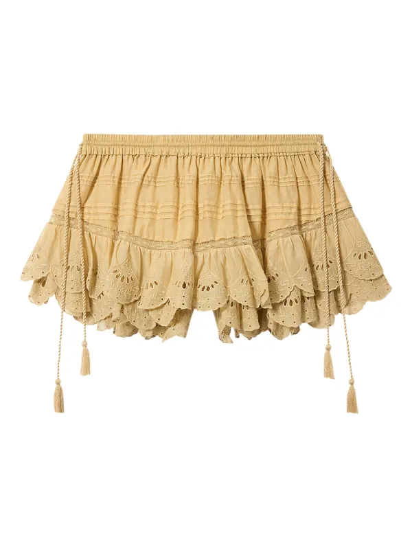 Marant Étoile Puria Ruffled Shorts in Yellow