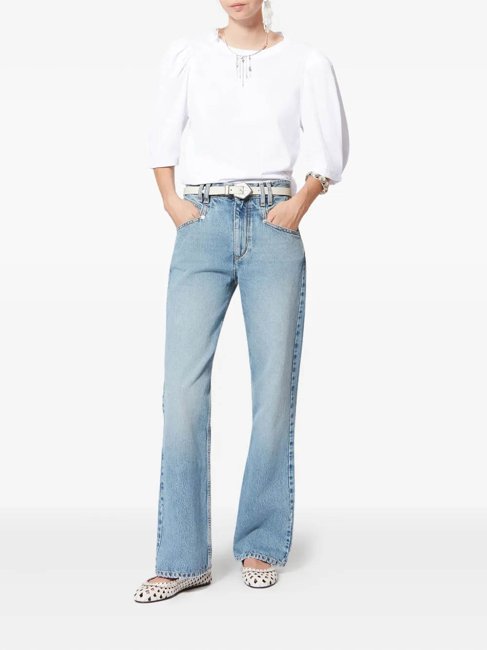 Isabel Marant Maeliss Tee Puff-sleeve T-shirt In White