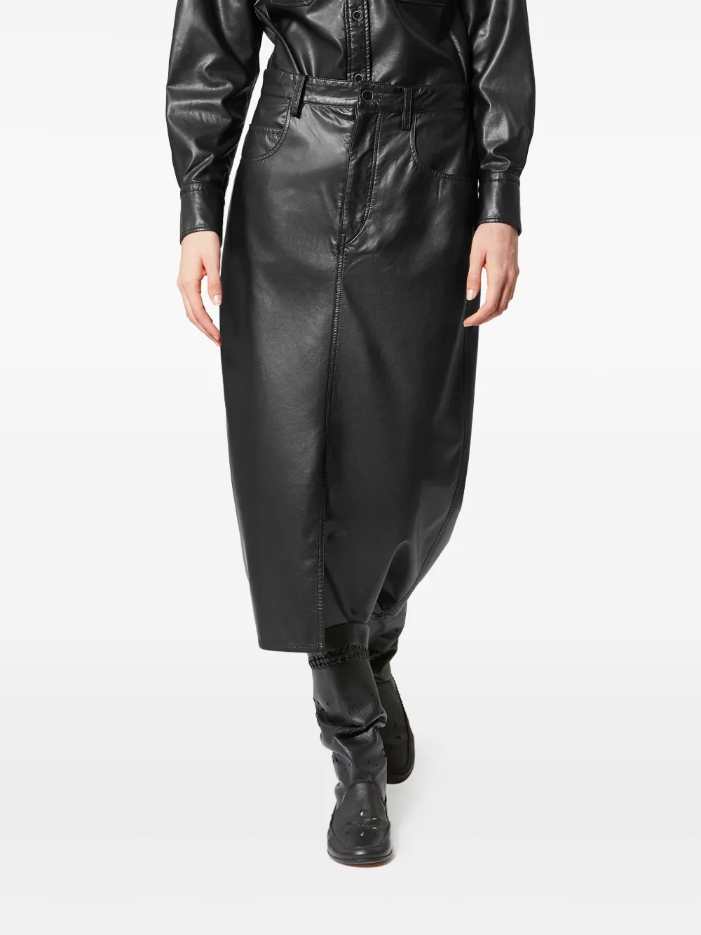 MARANT ÉTOILE Nilauria midi-rok met zak - Zwart