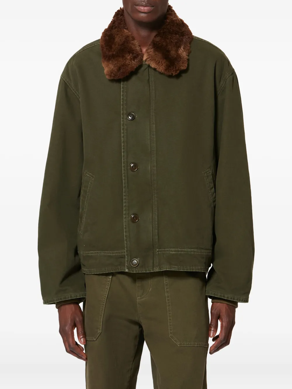 Marant Andy Fur-collar Jacket - Green 