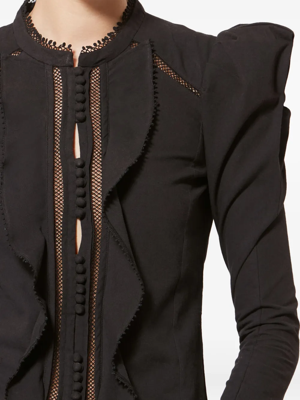 ISABEL MARANT Calina blouse met ruches en knopen Zwart