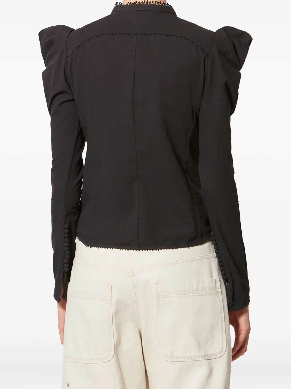 ISABEL MARANT Calina blouse met ruches en knopen Zwart