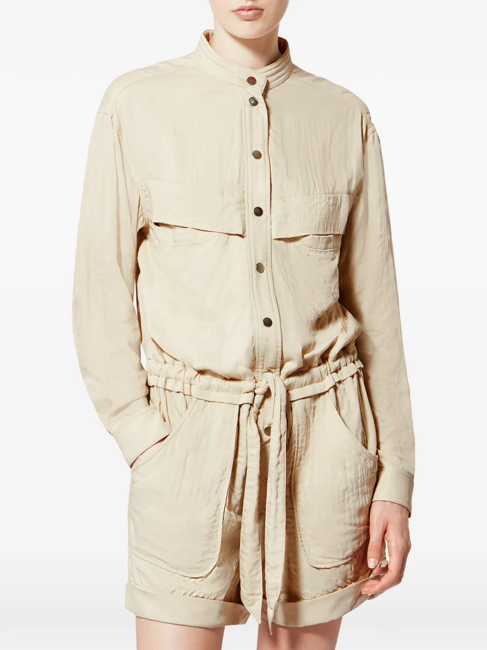 MARANT ÉTOILE Betyna playsuit met knopen en ceintuur Beige