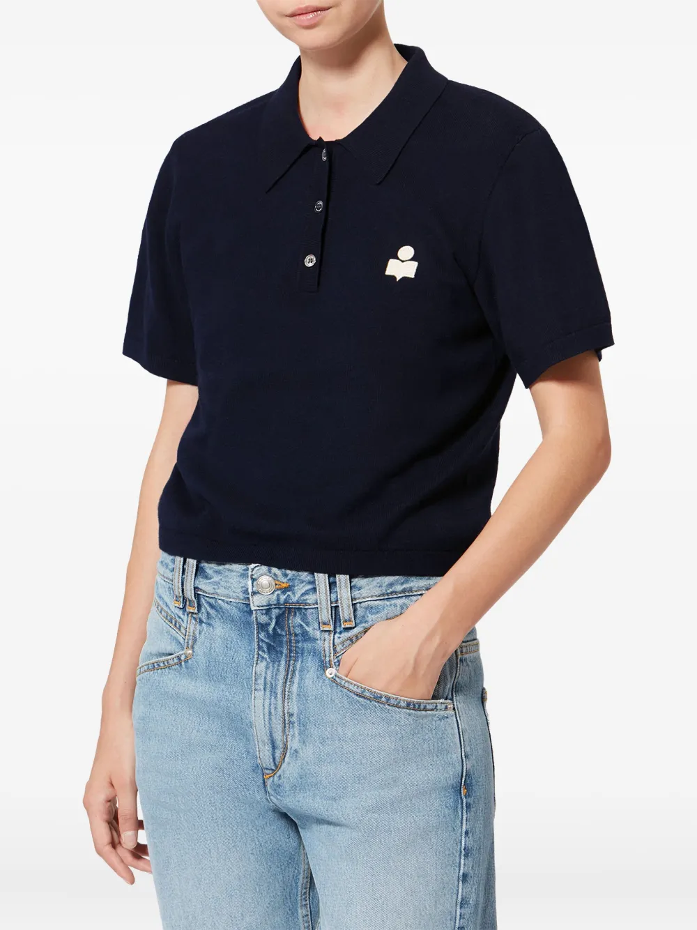  Marant étoile Althea Button Logo Polo Top - Blue 