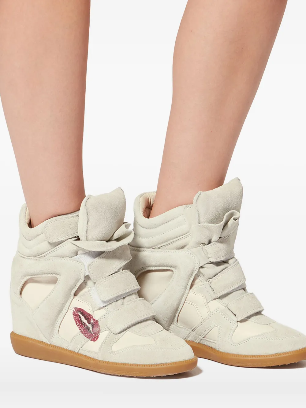 ISABEL MARANT 50 mm Bekett sneakers met lippenpatroon Beige