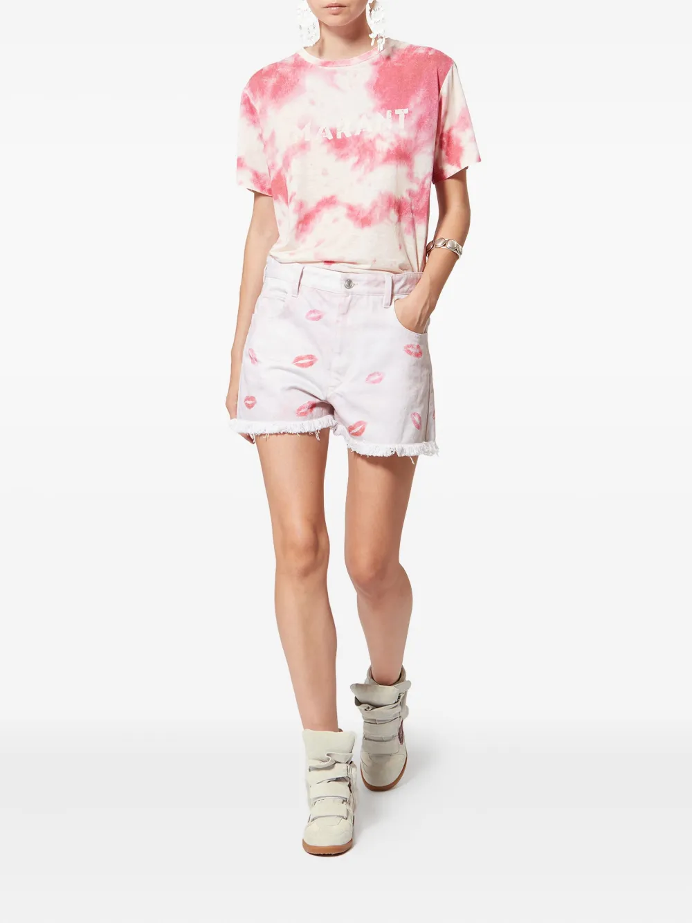 ISABEL MARANT 50 mm Bekett sneakers met lippenpatroon Beige