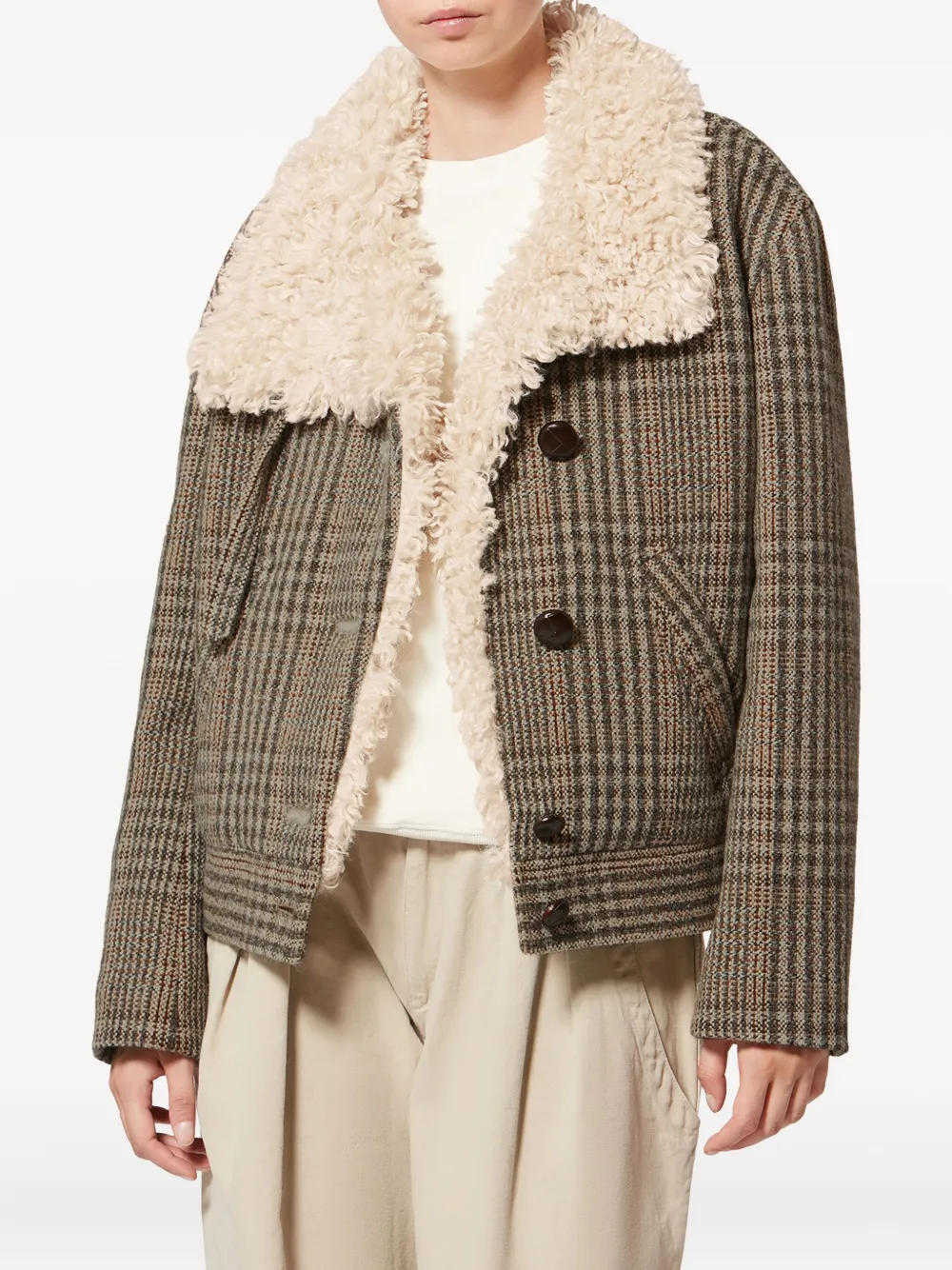 Isabel Marant Étoile Fadia Check Jacket In Brown