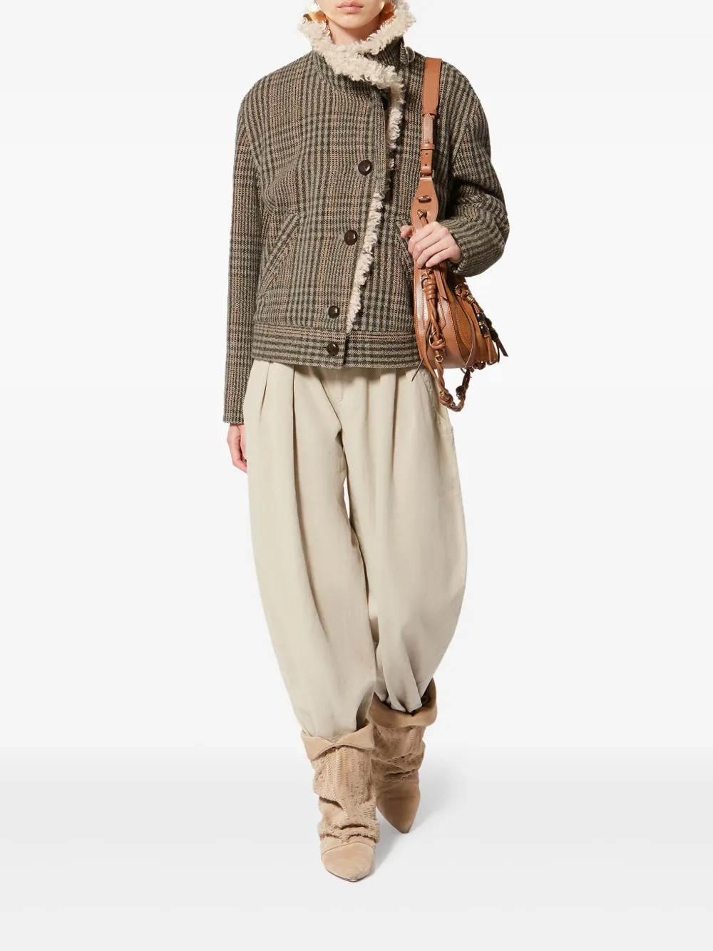 Isabel Marant Étoile Fadia Check Jacket In Brown