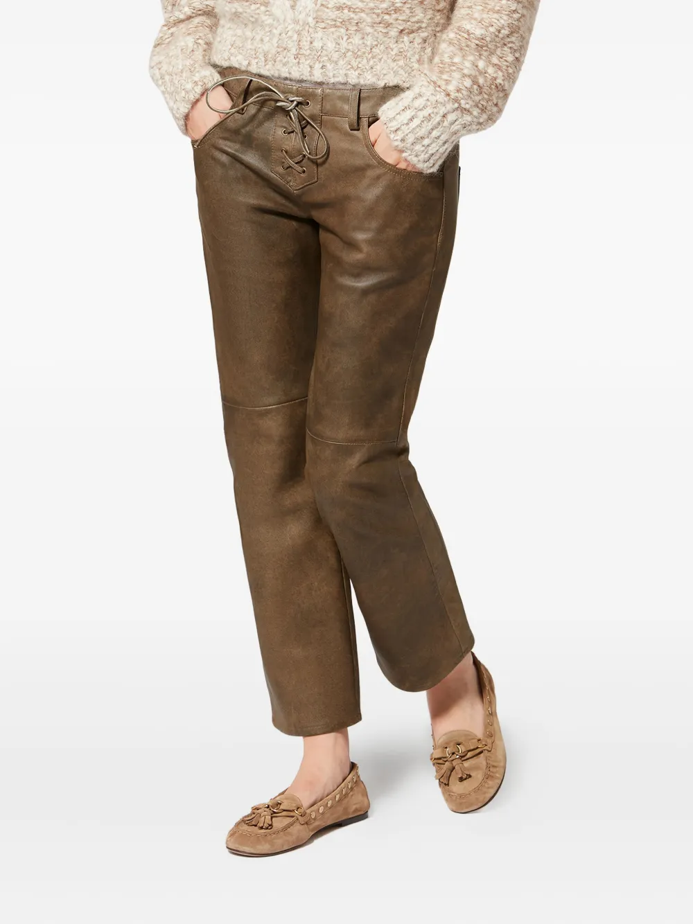 Isabel Marant Vanel Lace-up Trousers In Green