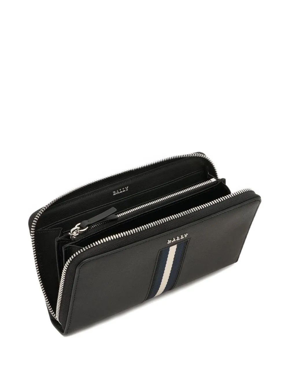 Bally Leren portemonnee met lintdetail en logo Zwart