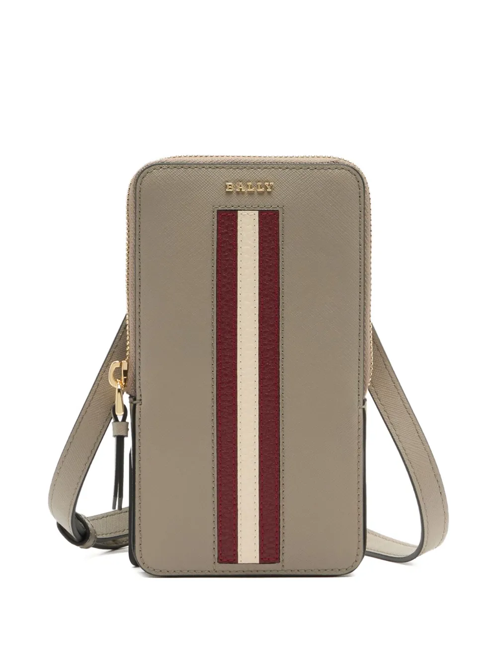Bally Ribbon-detail Leather Phone Holder In Gray