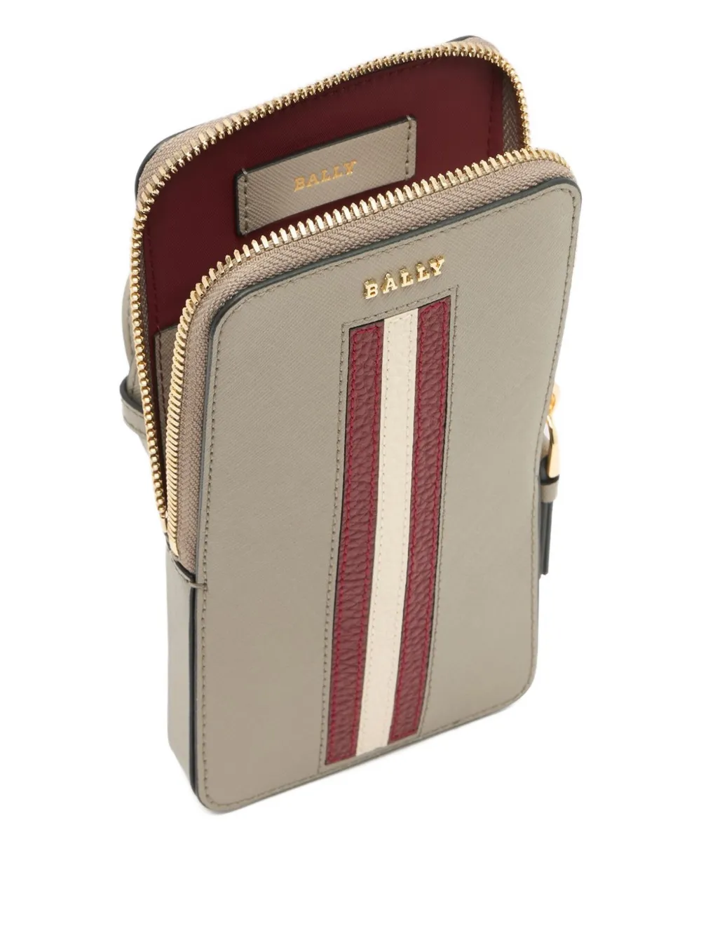 Bally Ribbon-detail Leather Phone Holder In Gray