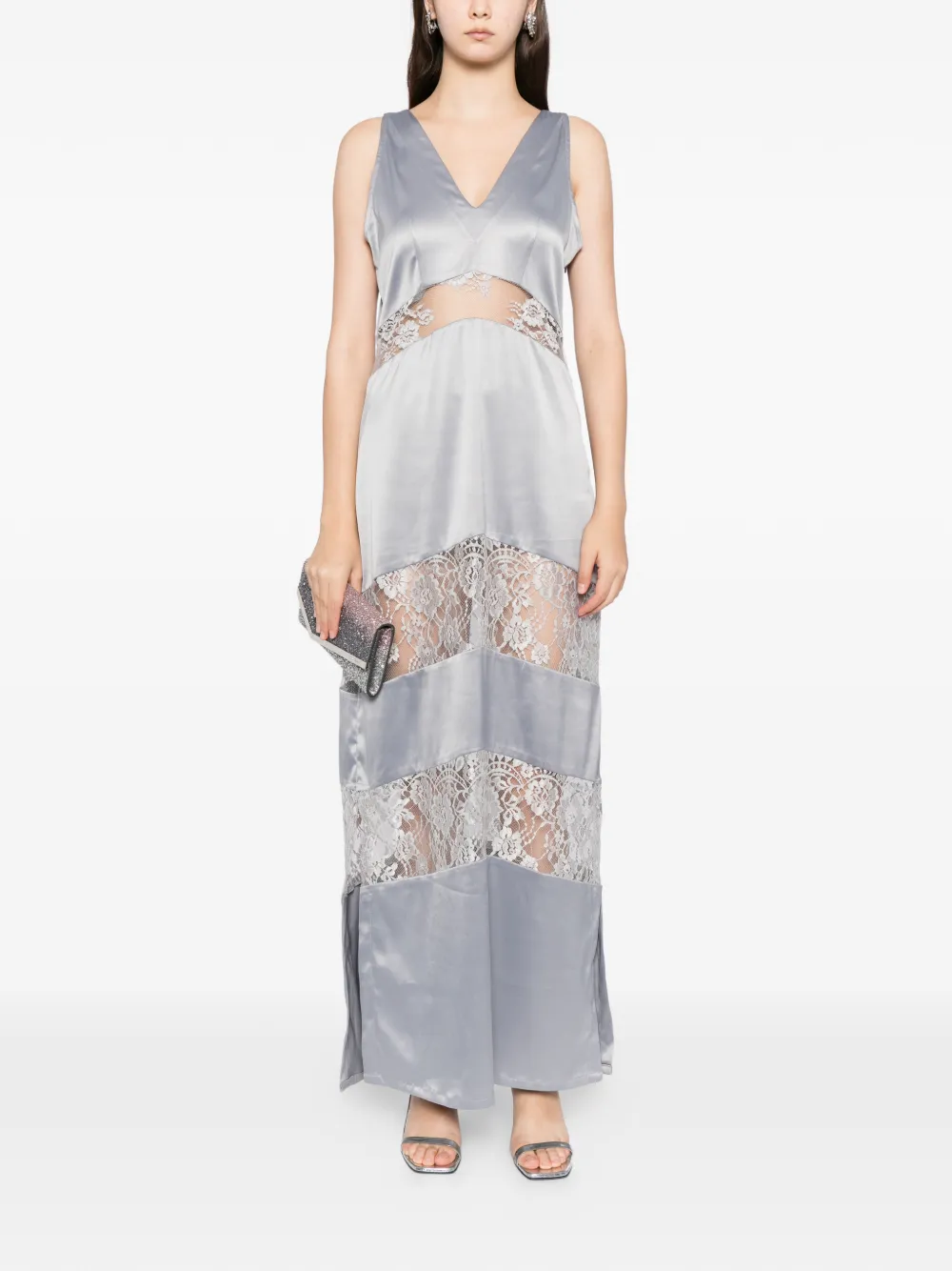 Blaklace Lace Panel Dress In Gray