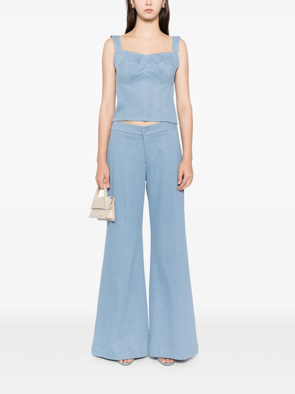 BLAKLACE Flared broek met knoop - Blauw