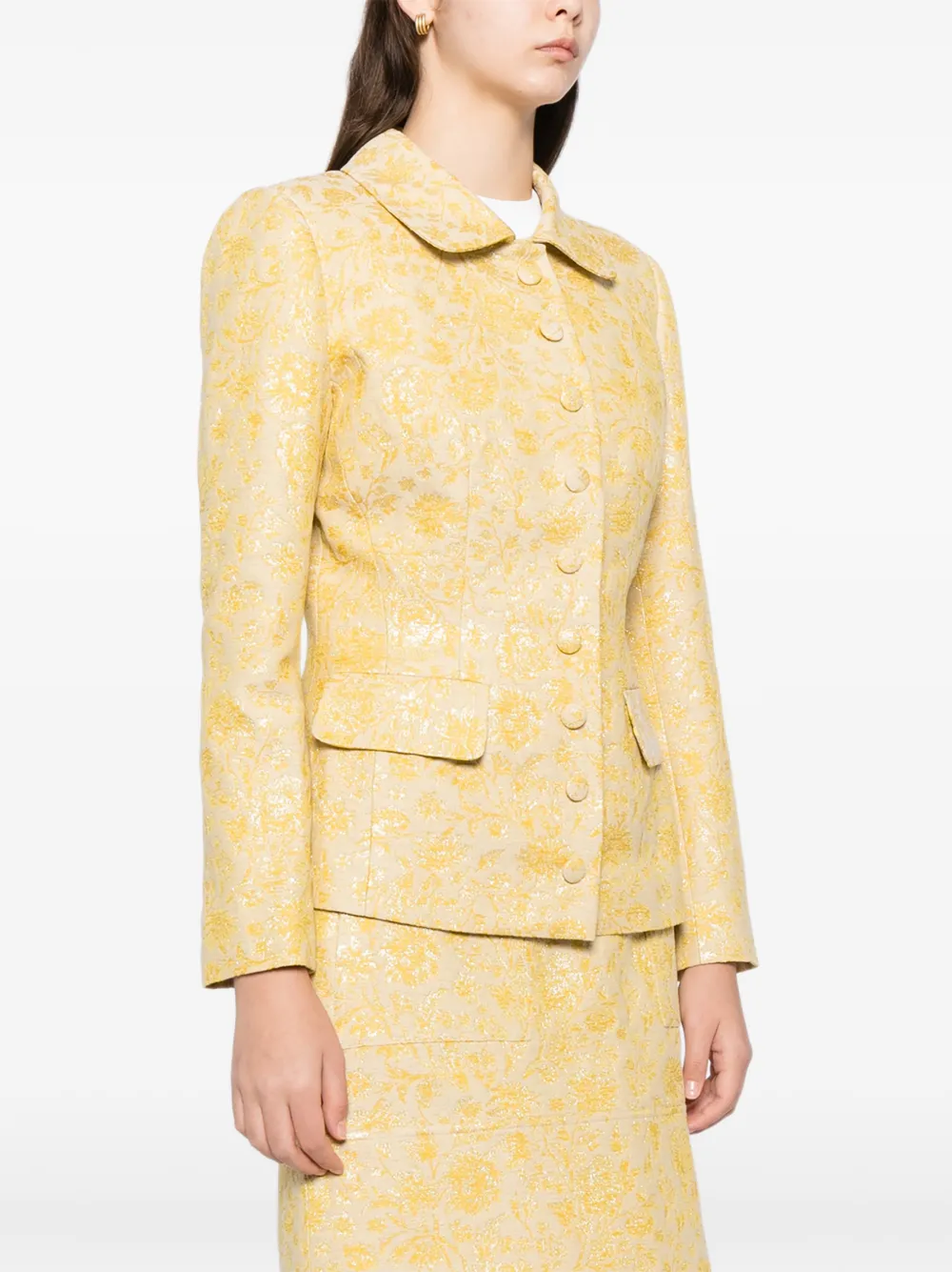 Blaklace Floral-printed Jacket In Yellow