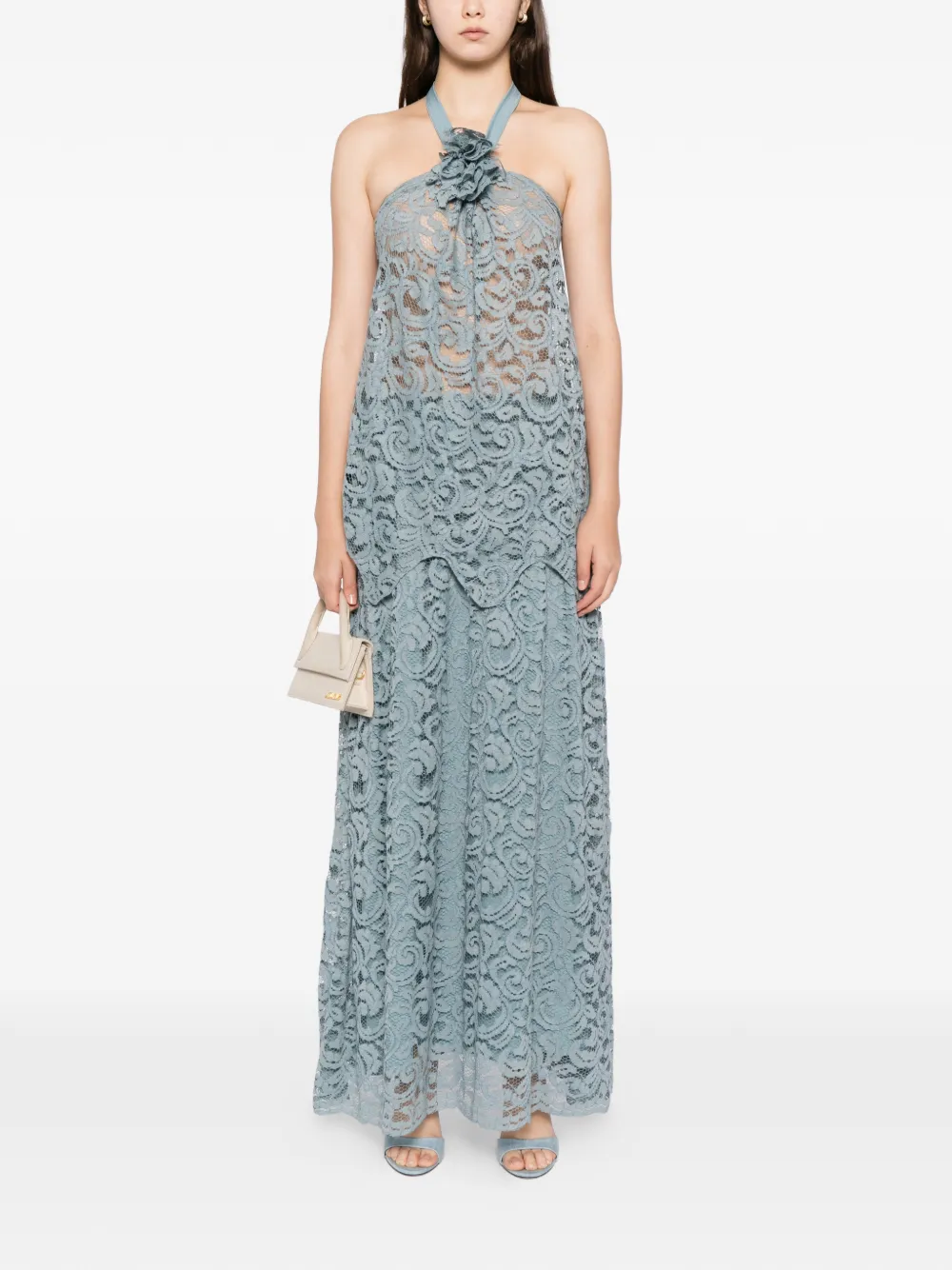 Blaklace Floral Lace Top In Blue