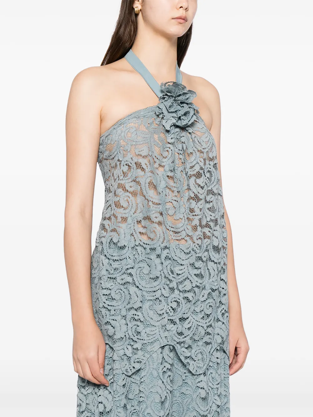 Blaklace Floral Lace Top In Blue