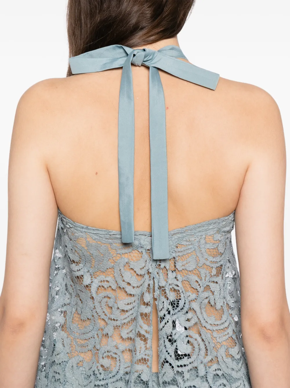 Blaklace Floral Lace Top In Blue