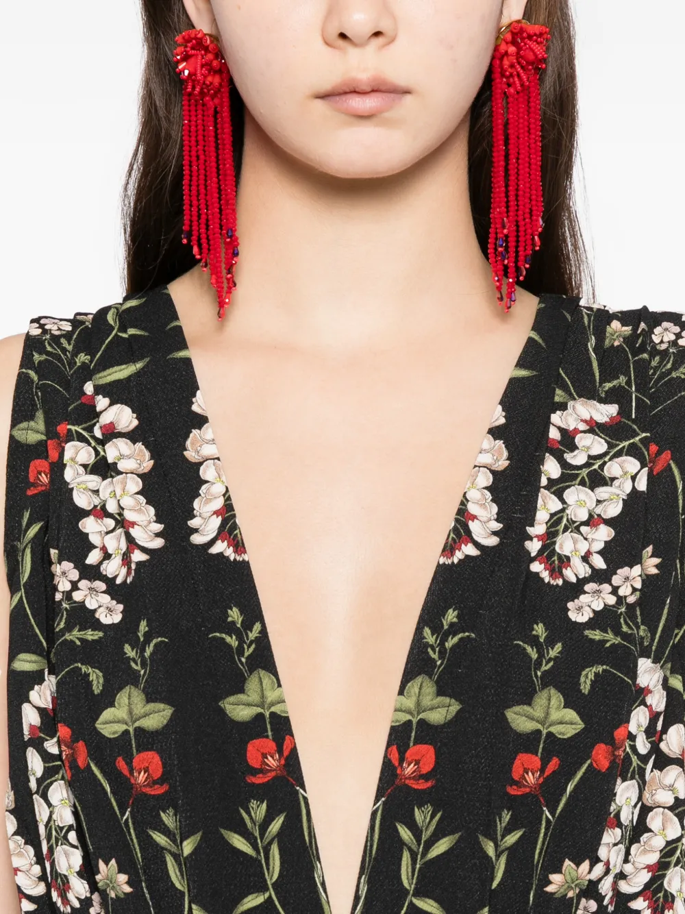 Blaklace V-neck Floral Dress In Black