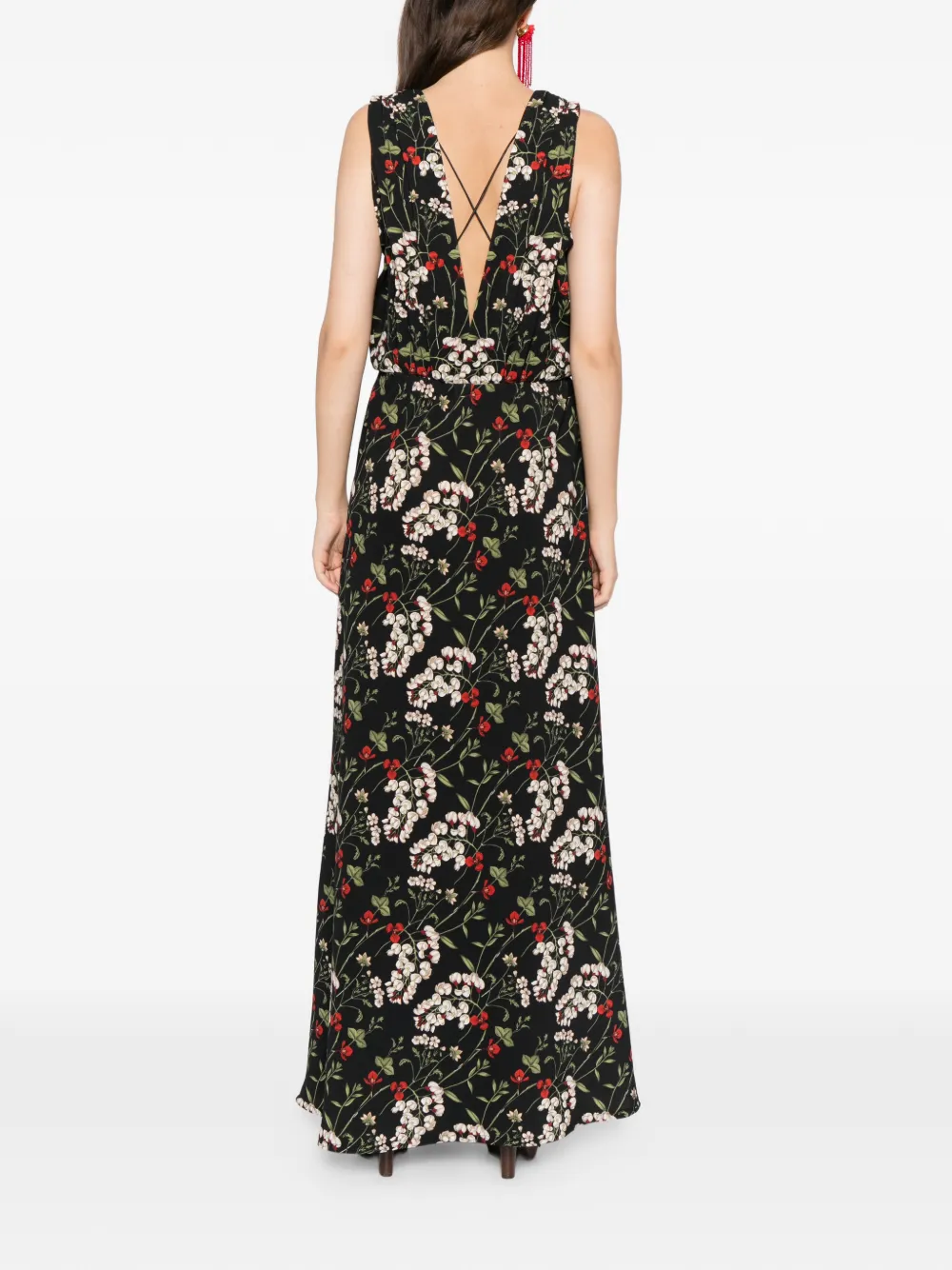 Blaklace V-neck Floral Dress In Black