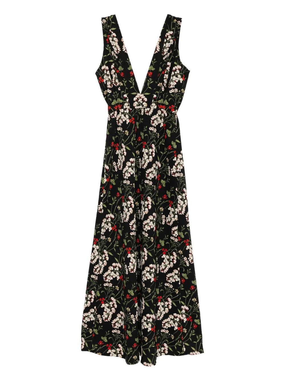 Blaklace V-neck Floral Dress In Black